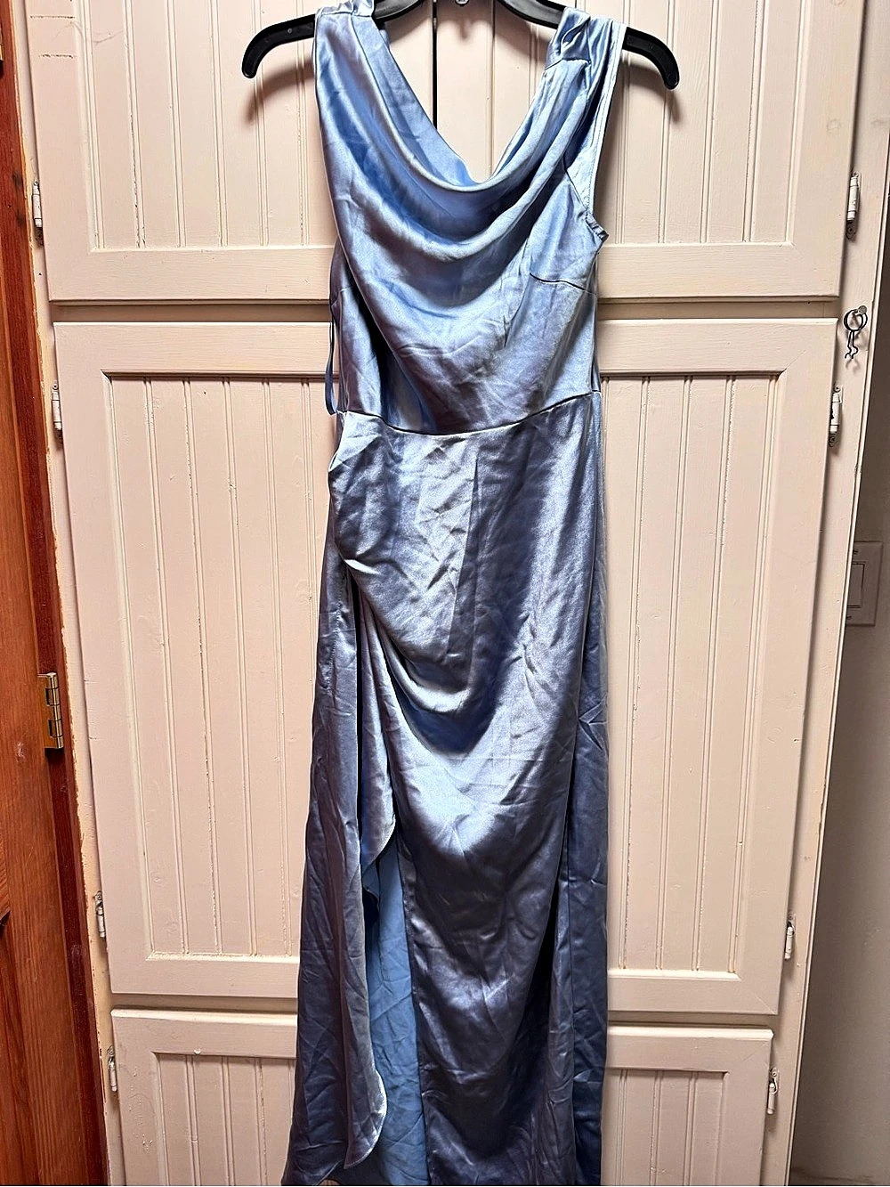 Saints & Secrets Draped Maxi Dress in Blue